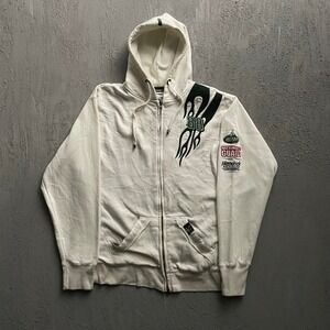Vintage Dale Jr NASCAR Racing Zip Up Hoodie Women 2X White Y2K Chase Authentics